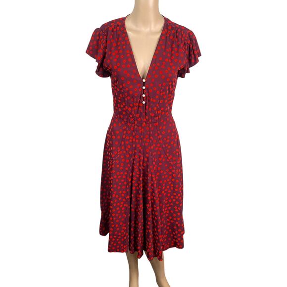 Altuzarra Dresses & Skirts - Altuzarra 2017 Runway Velvet Polka Dot Dress FR 34 US 2 Red Corset Flare Mini